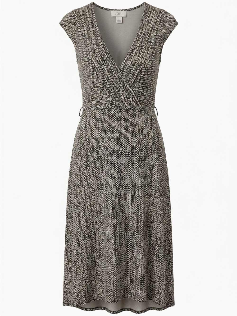 Vintage Style LOFT Ann Taylor Dress Size 4 Faux Wrap Aline Stretch Midi Y2K